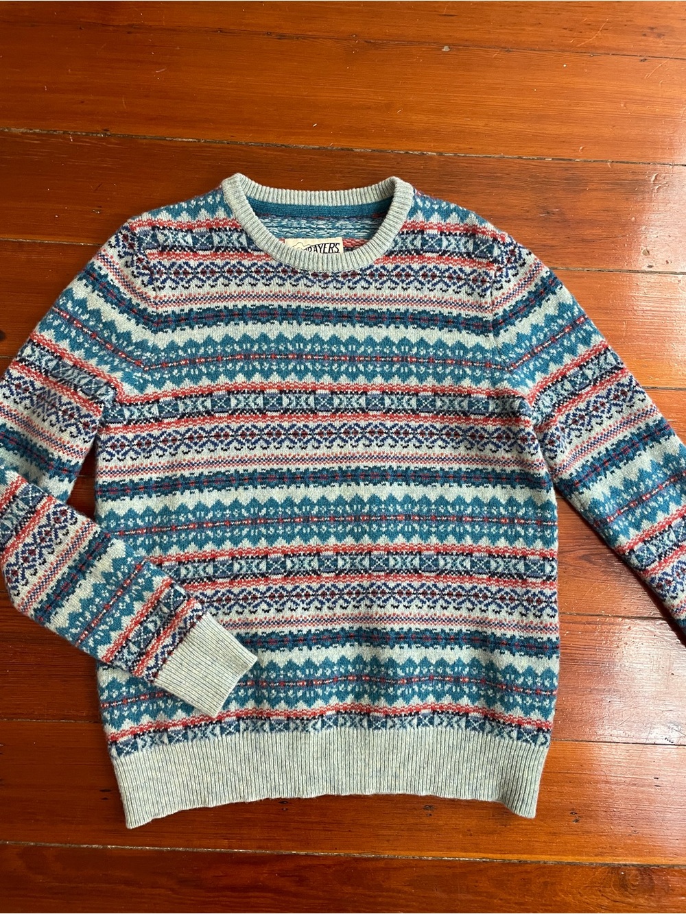GRAYERS Nordic FairIsle Lambswool Blend Crew Neck Pullover Sweater Men’s M 🧡🎀